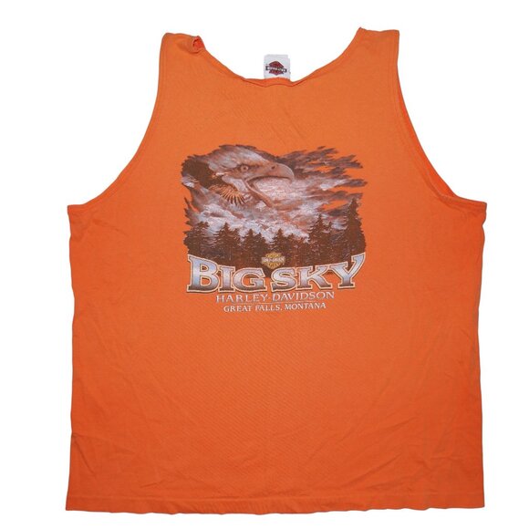 Harley Davidson Men’s Tank Top Size XL Orange Vintage Big Sky Montana 2006 - Picture 6 of 10